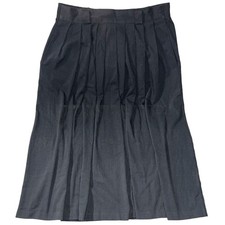 Vintage 80s Briggs New York Womens 14 Pleated Midi Skirt Black Rayon USA Made
