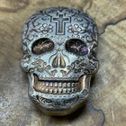 Monarch Hand Poured 2 Troy oz .999 Fine Silver Day of the Dead Cross Sugar Skull
