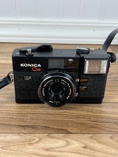 Konica C35 EF Film Camera w/HEXANON 38mm F2.8 Lens Cap & Case PARTS/REPAIR