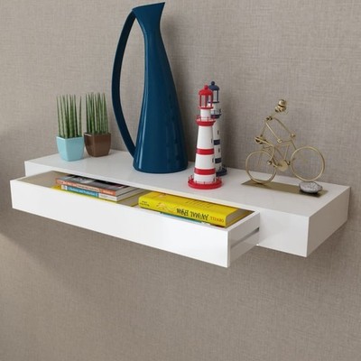 Wandregal Schublade Wandboard Bücher Wandschrank DVD CD Hängeregal MDF 48/80cm