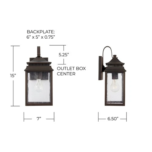 Capital Sutter Creek 15"H Oiled Bronze Outdoor Wall Light - Picture 7 of 8