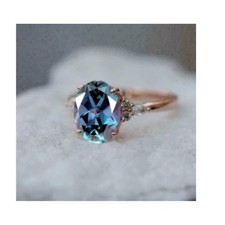 Lab-Created Alexandrite 4.50 carat ring 925 Sterling Silver Handmade gift ring