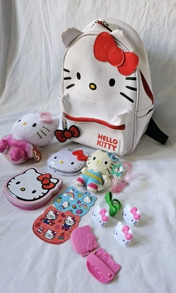 Mini Mochila Cartera Hello Kitty 12"T Blanca con Cordón Compacto TY Hello Kitty + Foto 4 de 4