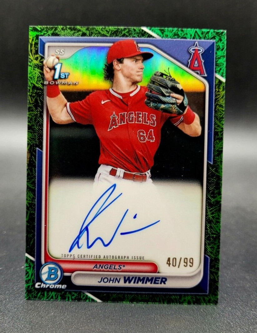 2024 Bowman Chrome John Wimmer 1st Bowman Green Grass Refractor Auto /99 Angels