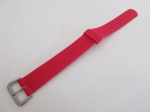 Envoltura redonda de nailon rojo genuino de una pieza 20 mm correa de reloj hebilla plateada - Imagen 1 de 9