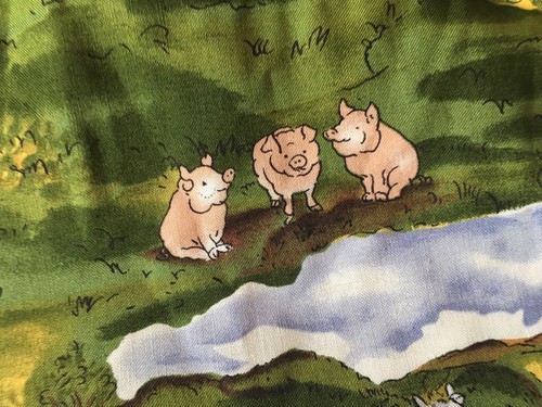 Alexander Henry Collection Farm Barnyard Print Fabric 2 Yards Cows Pigs Bunnies - Picture 5 of 8