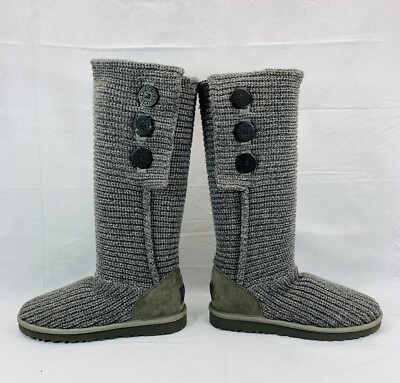 UGG Australia Women's Classic Cardy Gray Knit Boots Size