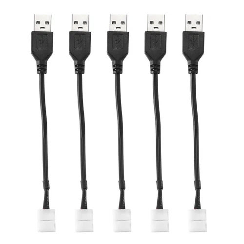 LED-Streifenlichtanschluss 2 Pin 8mm Anschluss an USB-Kabel 150mm Länge 5 Stück