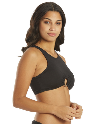 Top de bikini Michael Kors Essentials recortado liso negro talla pequeña nuevo - Imagen 3 de 3