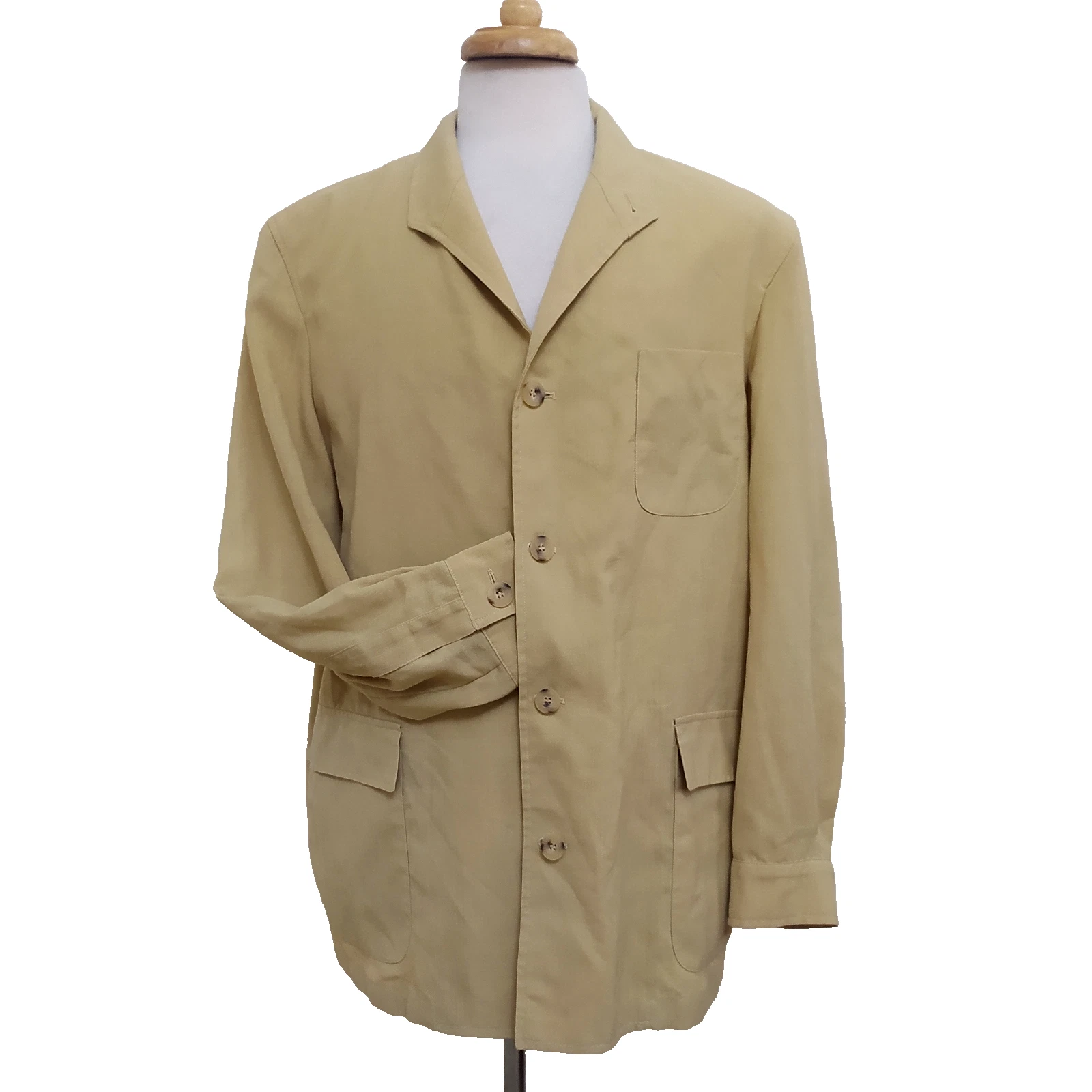 Burberry London giacca vintage lino uomo cappotto beige bottoni taglia 54 L