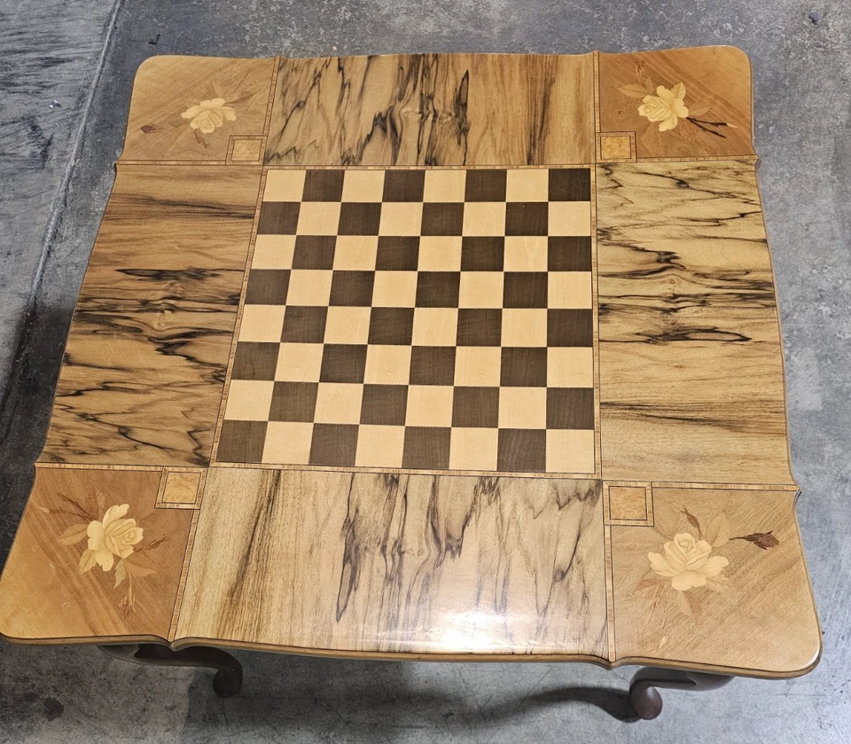 Damas de mesa e xadrez Schild Intarsia jogos de nogueira e marchetaria feitos na Alemanha - Imagem 3 de 4