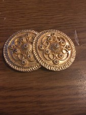 Vintage Ladies Belt Buckle, Goldtone, Center Clasp style 3 x 2
