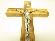 10" Large Olive Wood Crucifix - Hanging Wall Cross - Hand made in the Holy Land
