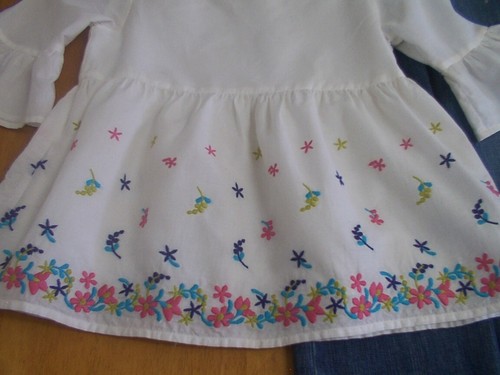 Gap Kids Girls' Colorful Embroidered Smock & Embroidered Jeans-Sz. 10 - Picture 5 of 7
