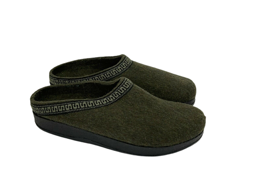 SAOLA Stegmann Men's Wool Clogs Poly Sole Military Green M108P Size 8