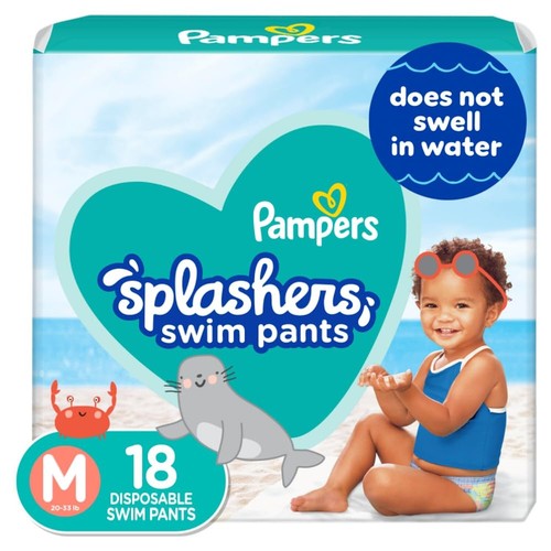 Pampers Splashers Swim Diapers Size M, 18 Count, GapFree Disposable