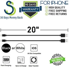 2 Pack 20" 20in Short charger & Data Short USB Cable For iPhone 6,7,8,X,XS,XR,11