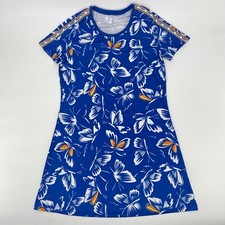 Adidas Dress Size Large x Farm Tee Shirt Butterfly Print Blue Logo