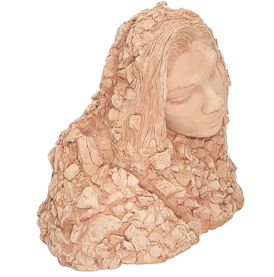 Terracotta Woman's Head Sculpture Fountain Decor Feng Shui Garden Art Stunning - Image 3 of 4
