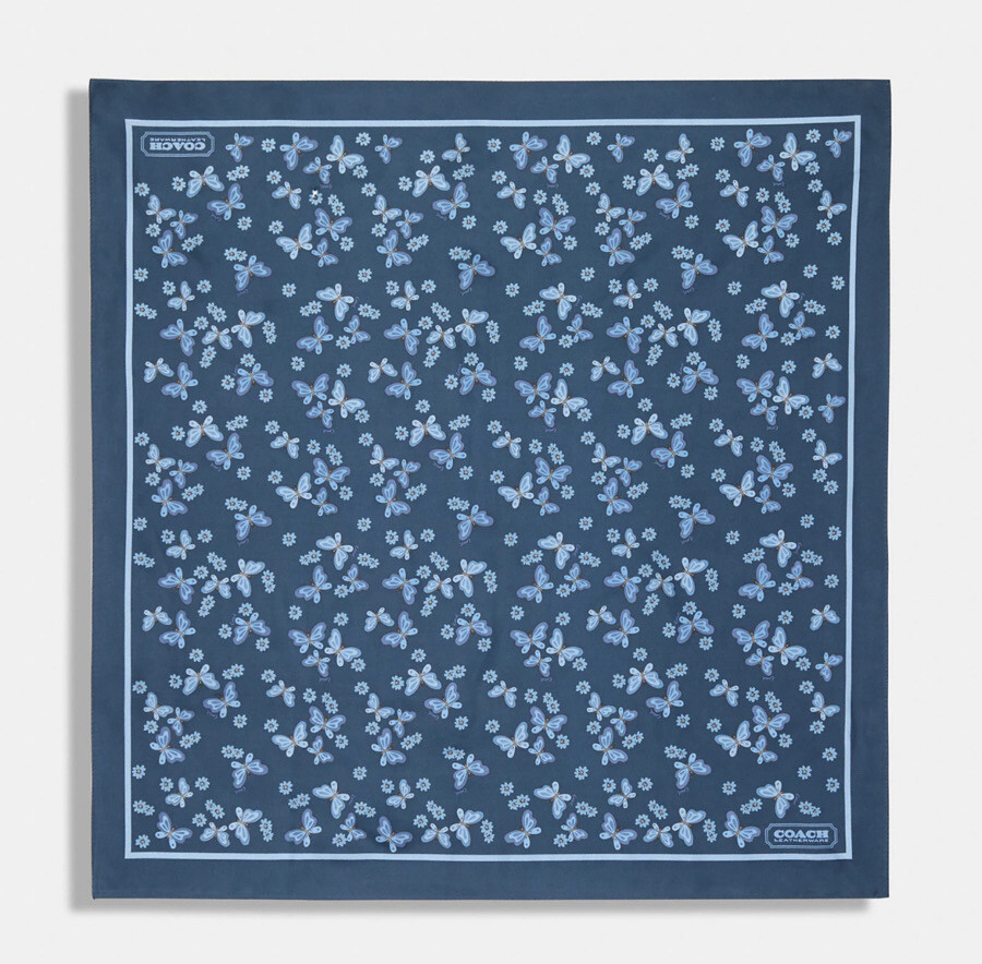 NWT Coach Lovely Butterfly navy scarf 35x35 Style No. CH067 thumbnail 2