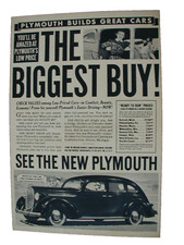 1938 Plymouth The Biggest Buy. See The New Plymouth Vintage Print Ad 61
