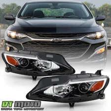 2019-2022 Chevy Malibu Halogen Headlights Headlamps Replacement Pair Left+Right