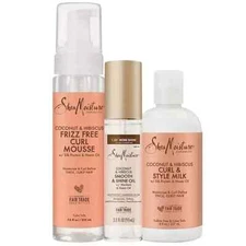 Shea Moisture Coconut & Hibiscus Curl Defining Trio - Mousse, Oil, & Style Milk