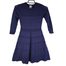 Women's Navy Vince Camuto Dress Mixed Stitch Pointelle Fit & Flare Size S