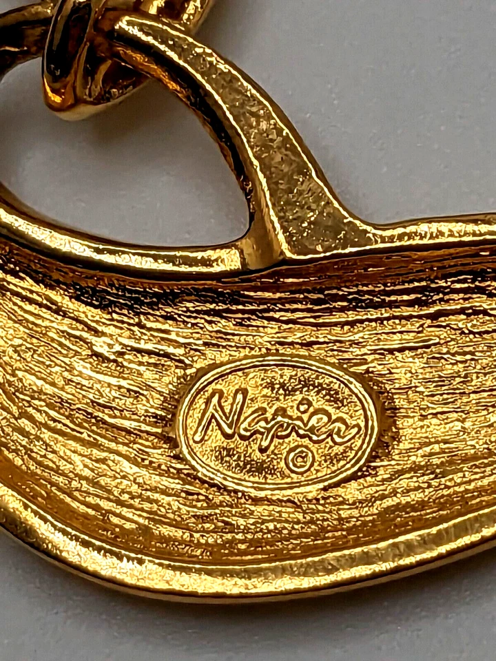 Collar Vintage Napier Crema Esmalte Tono Dorado Onda 17" Moda Foto 4 de 4