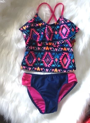 So I Heart Aztec Tankini Navy Size 5/6 2 Pc New With Tags UPF 50+ - Photo 1/4
