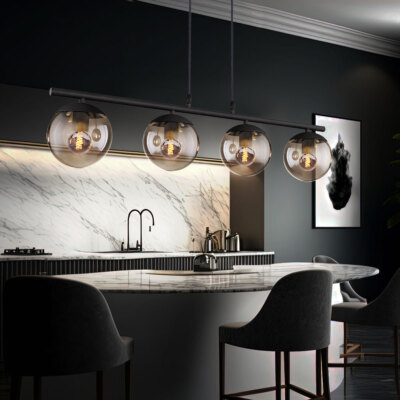 LED Pendel Kugel Filament Decken Lampe Glas Leuchte matt schwarz Design Strahler