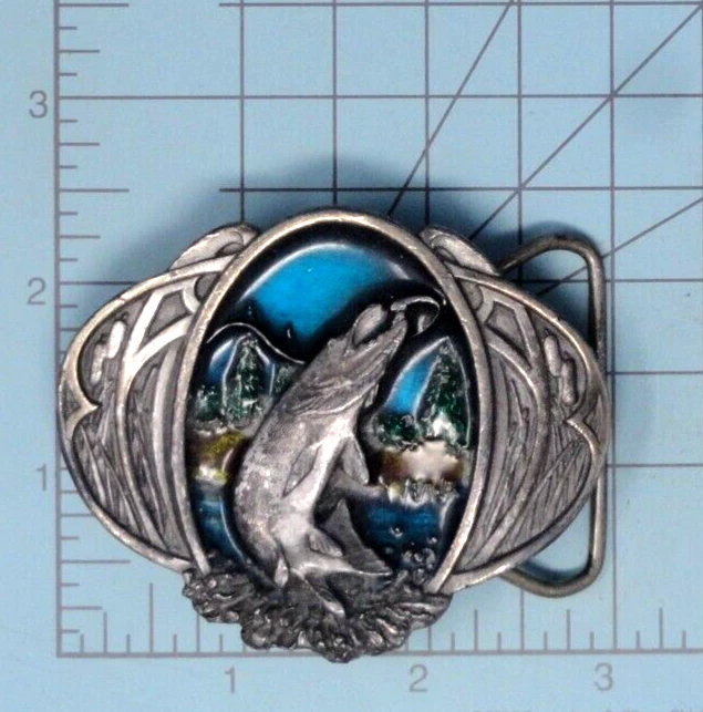 Northern Pike Musky Belt Buckle Fisherman Sportsman Vtg 80s Bergamot .TYC845 - Image 3 of 4