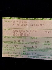 Eric Clapton Tickets at The Hong Kong Coliseum 1990. W/ 2 Ticks. And Newspaper.