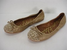 SAM EDELMAN BEATRIX GOLD LEATHER SPIKES STUDS CAP TOE BALLET FLATS WOMEN'S 7 M