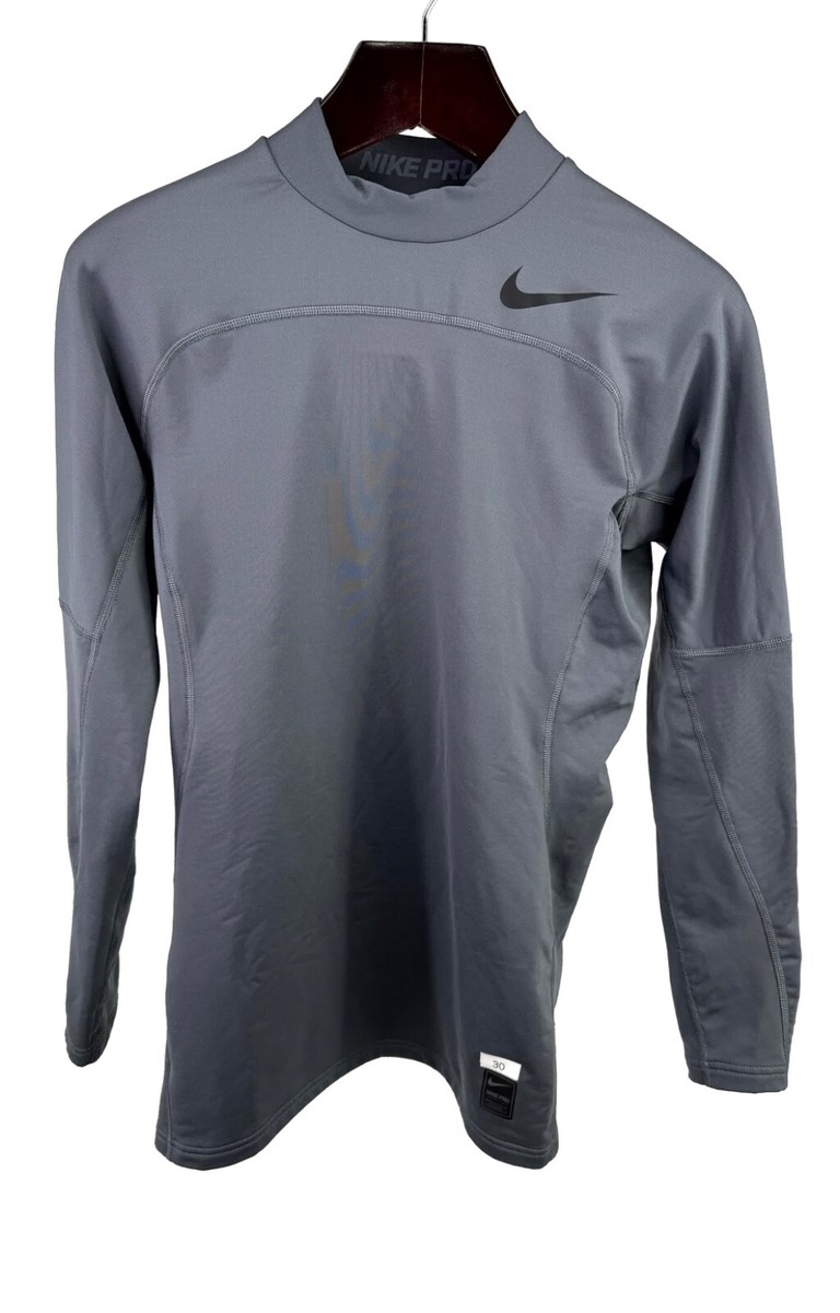 Nike Pro Combat Mock Turtleneck Gray Mens Sz Large Fitted