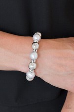 Paparazzi  So Not Sorry Silver Pearls and Rhinestone Bracelet