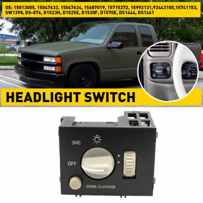 For 1995-1999 Chevy GMC Truck Headlight Parking Light Switch Dash Mounted