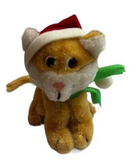 Vintage Dakin Stuffed Plush Christmas Santa Hat Kitty Cat Animal Toy 5  