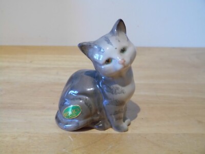 Beswick England - grau gestreifte Katzenfigur - Modell 1436