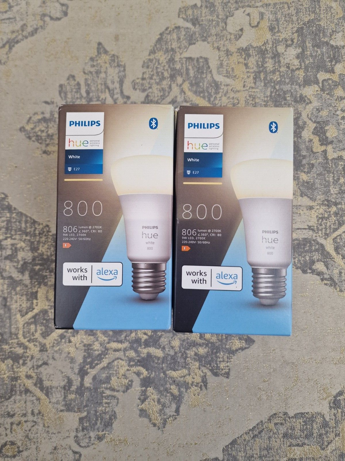 x2 Philips Hue White A60 Smart LED Light Bulb [E27 Edison Screw] for Home Indoor