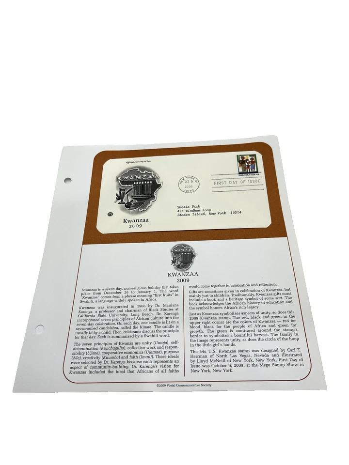 Black History & Kwanzaa FDC First Day of Issue Envelopes / Stamp / Lot of 4 - Image 4 of 4