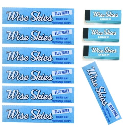 Wise Skies Blue Rolling Papers and Blue Rolling Tips Bundle Package - Picture 1 of 4