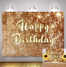 Gold Sequins Happy Birthday Backdrop Birthday Party Ceremony Decoration Supplies