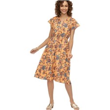Talbots Fit Flare Dress Womens 22W Flowers Summer Smocked Cottage Core