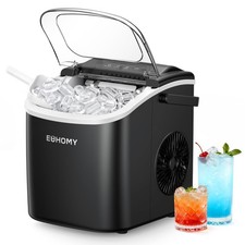EUHOMY Countertop Ice Maker Machine with Handle 26lbs in 24Hrs 9 Ice Cubes Ready