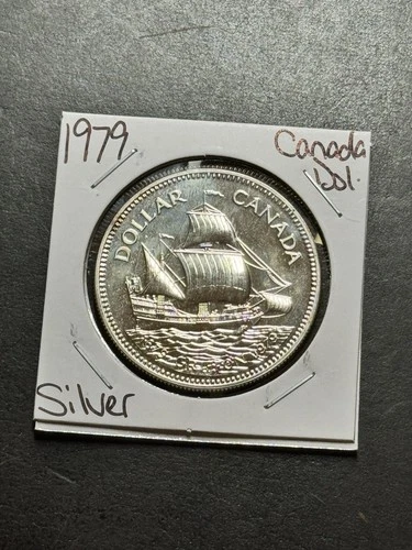 1979 Canada Silver Dollar Large 50% Silver Foreign World $1 Coin (Raw19157)