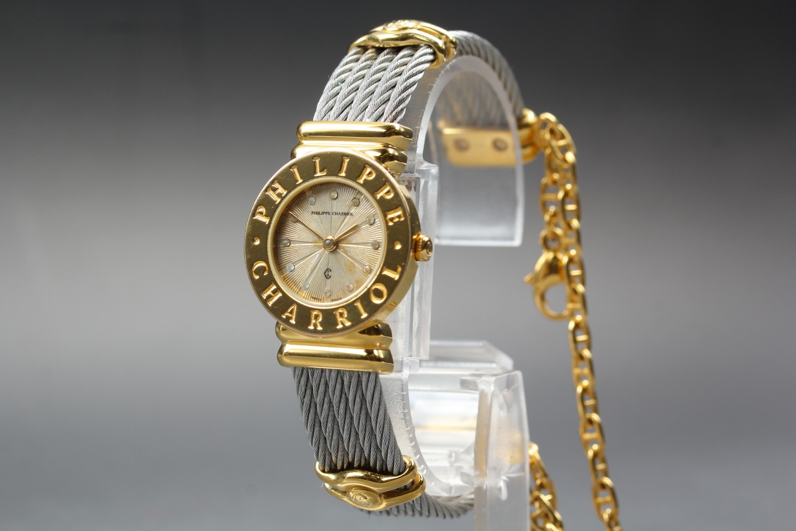 [Exc+5 Box w/Paper] PHILIPPE CHARRIOL 7007901 gold dial Quartz 24mm Womens Watch image 6