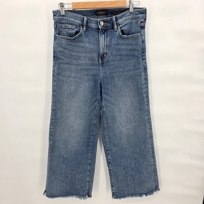 Banana Republic Jeans Womens 30 Blue Denim High Rise Wide Leg Crop Raw Hem