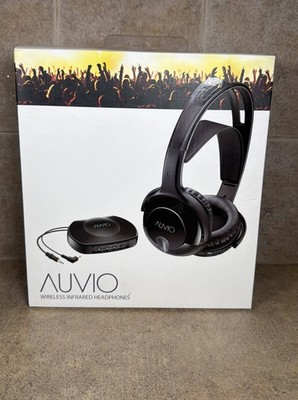 Auvio 3301722 Wireless Infrared Headphones Rechargeable HDTV Stereo Black NEW