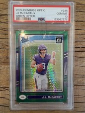 JJ McCarthy -2024 Panini Donruss Optic Rated Rookie Green Hyper #235  RC PSA 10